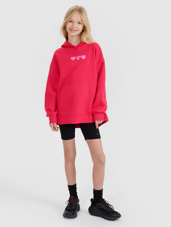Bluza dziewczęca dresowa nierozpinana z kapturem 4F 4FJRSS25TSWSF2235-62S