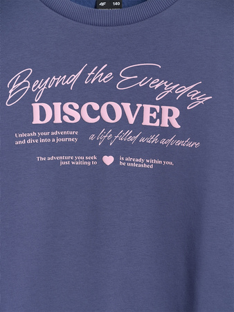 Bluza dresowa oversize nierozpinana bez kaptura dziewczęca 4F 4FJRAW25TSWSF2428-33S