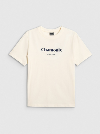 T-shirt loose z nadrukiem damski 4F 4FRAW25TTSHF3409-12S