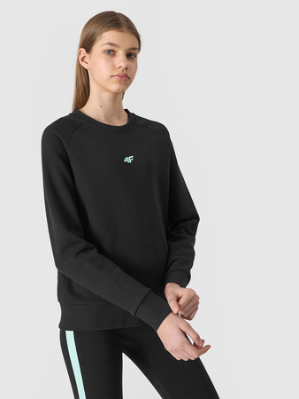 Bluza z bawełną organiczną nierozpinana bez kaptura dziewczęca 4F Junior