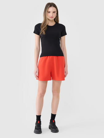 T-shirt slim z prążkowanej dzianiny damski 4F 4FWSS25TTSHF1968-20S