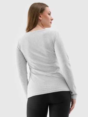 Bluzka z długim rękawem slim gładka damska 4F