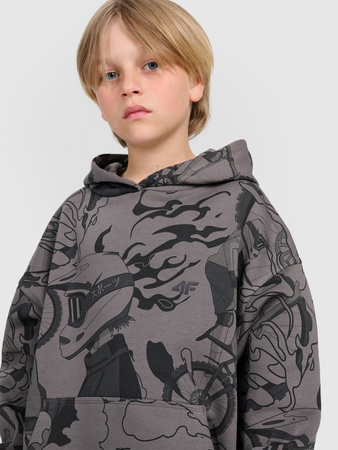 Bluza dresowa nierozpinana z kapturem chłopięca 4F 4FJRAW25TSWSM2343-90A