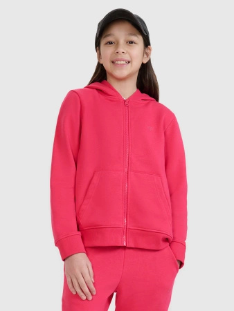 Bluza dziewczęca dresowa rozpinana z kapturem 4F 4FJWSS25TSWSF1706-55S