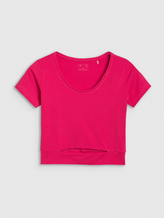 T-shirt crop top gładki damski 4F 4FRSS25TTSHF2695-54S