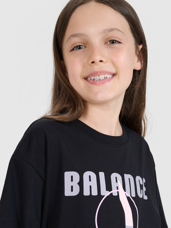 T-shirt oversize z nadrukiem dziewczęcy 4F FJRSS25TTSHF2646-20S