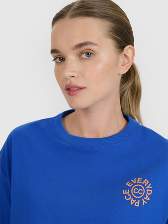 T-shirt oversize z nadrukiem damski 4F 4FWSS25TTSHF1993-36S