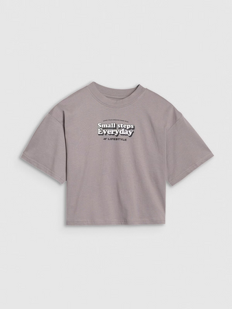 Crop top oversize z nadrukiem dziewczęcy 4F 4FJRSS25TTSHF2587-83S