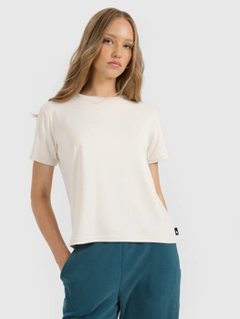 T-shirt z prążkowanej dzianiny z modalem damski 4F 4FRAW25TTSHF3282-12S