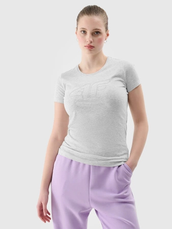 T-shirt slim z logo damski 4F 4FWSS24TTSHF1163-27M