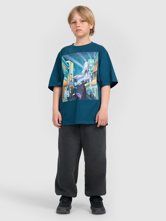 T-shirt oversize z nadrukiem chłopięcy 4F 4FJRAW25TTSHM3061-46S