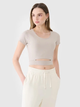 T-shirt crop top gładki damski 4F 4FRSS25TTSHF2695-83S