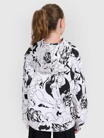 T-shirt oversize z nadrukiem dziewczęcy 4F 4FJRAW25TTSHF3069-90A