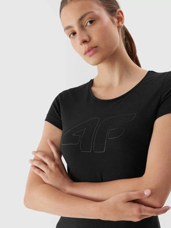 T-shirt slim z logo damski 4F 4FWSS24TTSHF1163-20S