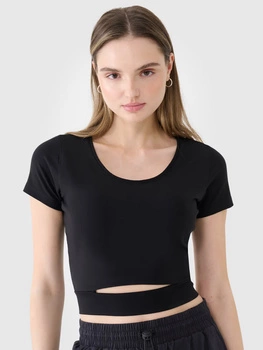 T-shirt crop top gładki damski 4F 4FRSS25TTSHF2695-20S