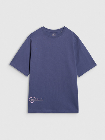 T-shirt oversize z nadrukiem dziewczęcy 4F 4FJRAW25TTSHF3187-33S