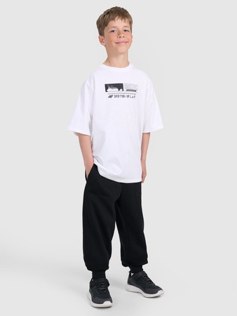 T-shirt oversize z nadrukiem chłopięcy 4F 4FJRAW25TTSHM3065-10S