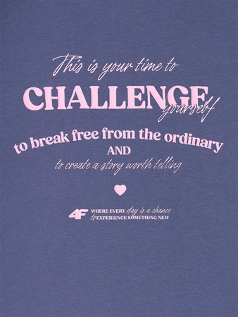 Longsleeve oversize z nadrukiem dziewczęcy 4F 4FJRAW25TLONF589-33S