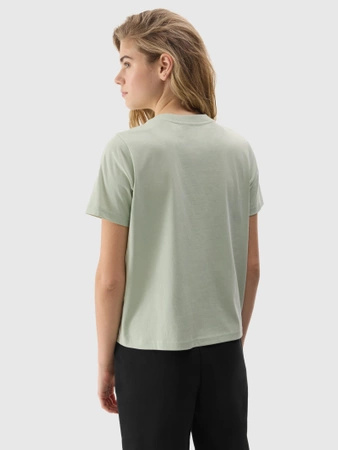 T-shirt gładki z bawełną organiczną damski 4F