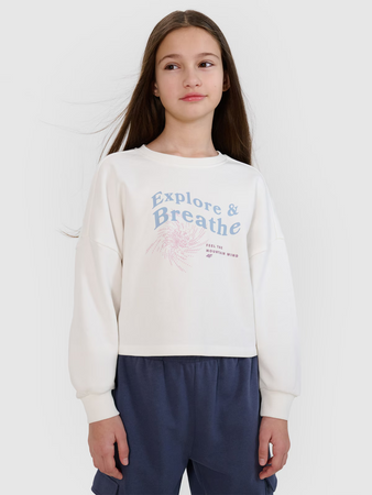 Bluza dresowa nierozpinana bez kaptura dziewczęca 4F 4FJWSS25TSWSF1483-11S