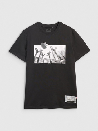 T-shirt regular z nadrukiem siatkarskim męski 4F 4FRAW25TTSHM3319-20S