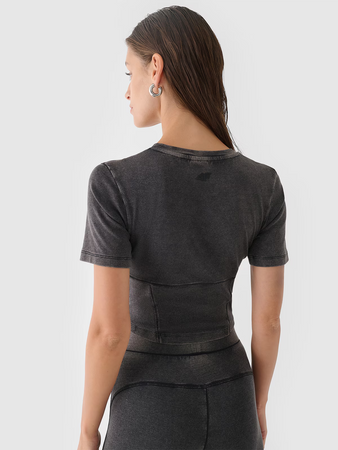 Crop top slim gładki damski 4F 4FRAW24TTSHF2581-20S