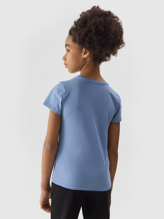 T-shirt bawełniany 100% gładki dziewczęcy 4F Junior