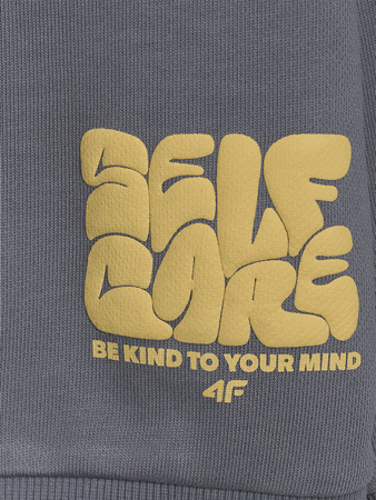 Bluza dresowa oversize nierozpinana bez kaptura chłopięca 4F 4FJRAW25TSWSM2448-22S