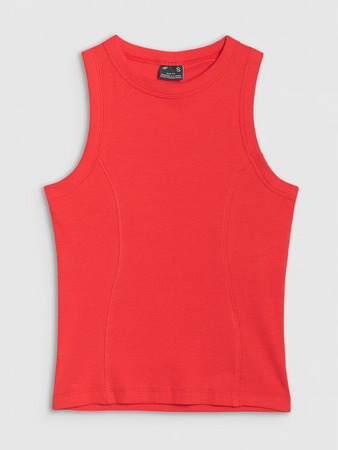 Top slim z prążkowanej dzianiny damski 4F 4FWSS25TSLEF119-62S