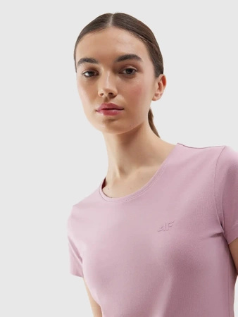 T-shirt elastyczny slim gładki damski 4F
