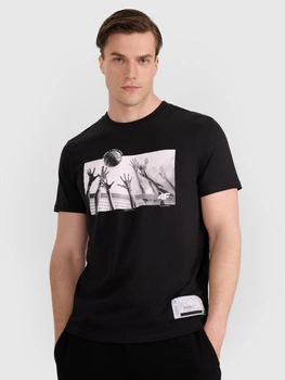 T-shirt regular z nadrukiem siatkarskim męski 4F 4FRAW25TTSHM3319-20S