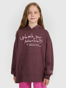 Bluza dresowa oversize nierozpinana z kapturem dziewczęca 4F 4FJRAW25TSWSF2429-51S