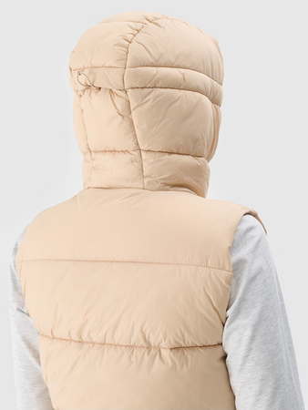 Bezrękawnik puchowy pikowany z kapturem damski 4F 4FWAW24TVJAF141-83S
