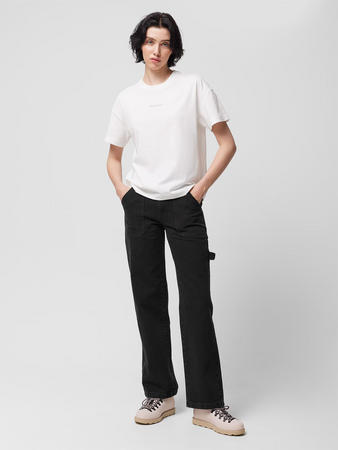 Jeansy straight z prostymi nogawkami damskie Outhorn OTHWSS24TTROF721-20S