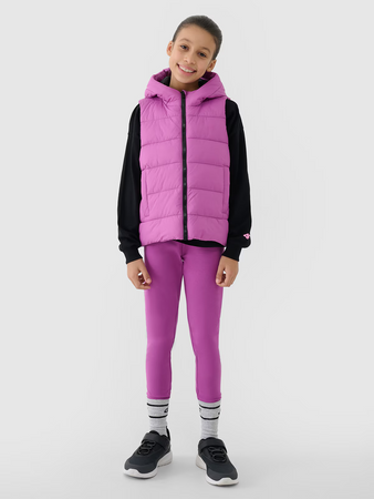 Bezrękawnik dziewczęcy puchowy z wypełnieniem syntetycznym 4F 4FJWSS25TVJAF166-50S