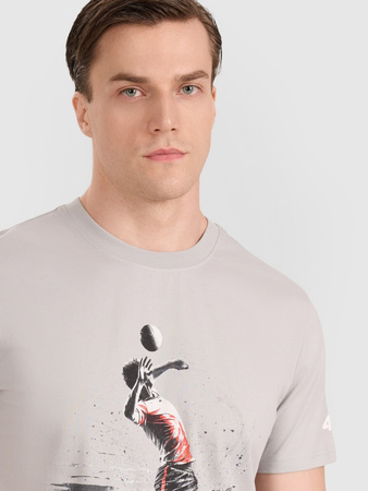 T-shirt regular z nadrukiem siatkarskim męski 4F 4FRAW25TTSHM3318-27S
