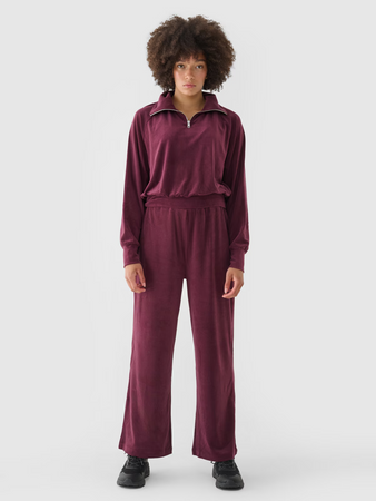 Bluza dresowa z weluru nierozpinana bez kaptura damska 4F 4FRAW24TSWSF2054-60S