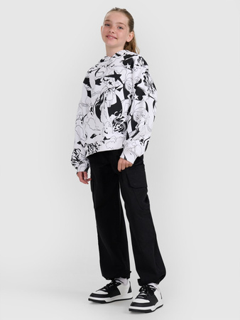 Bluza dresowa nierozpinana z kapturem dziewczęca 4F 4FJRAW25TSWSF2348-90A