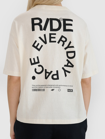 T-shirt oversize z nadrukiem damski 4F 4FWSS25TTSHF1993-11S