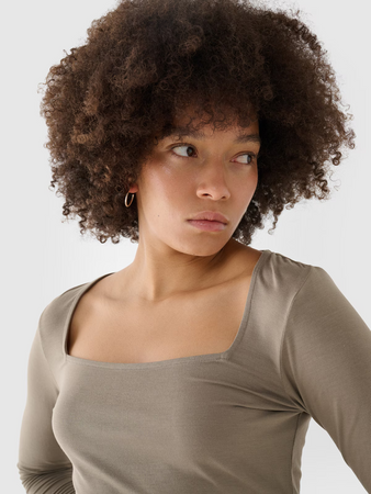 Longsleeve slim gładki damski 4F 4FRSS24TLONF499-82S