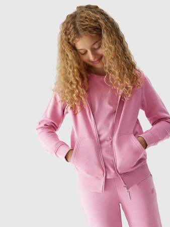 Bluza dresowa rozpinana z kapturem dziewczęca 4F Junior