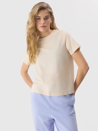 T-shirt gładki z bawełną organiczną damski 4F