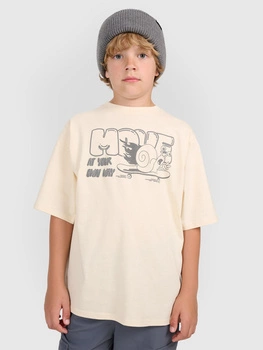 T-shirt oversize z nadrukiem chłopięcy 4F 4FJRAW25TTSHM3208-12S