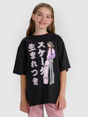 T-shirt oversize z nadrukiem dziewczęcy 4F 4FJRAW25TTSHF2936-20S