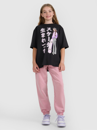 T-shirt oversize z nadrukiem dziewczęcy 4F 4FJRAW25TTSHF2936-20S