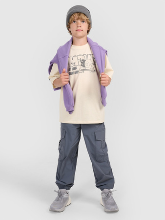 T-shirt oversize z nadrukiem chłopięcy 4F 4FJRAW25TTSHM3208-12S