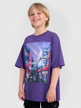 T-shirt oversize z nadrukiem chłopięcy 4F 4FJRAW25TTSHM3061-51S