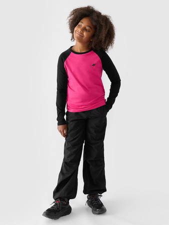 Longsleeve regular gładki dziewczęcy 4F Junior 4FJWAW24TLONF291-55S