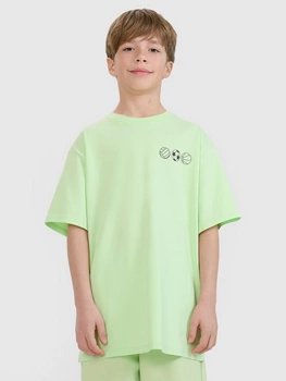 T-shirt oversize z nadrukiem chłopięcy 4F 4FJRSS25TTSHM2640-45S