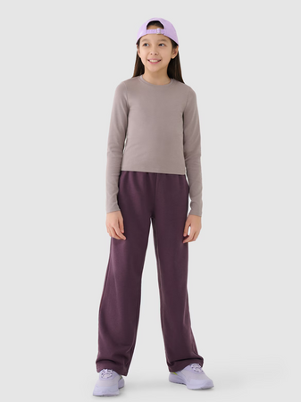 Longsleeve slim gładki dziewczęcy 4F 4FJRSS25TLONF505-83S